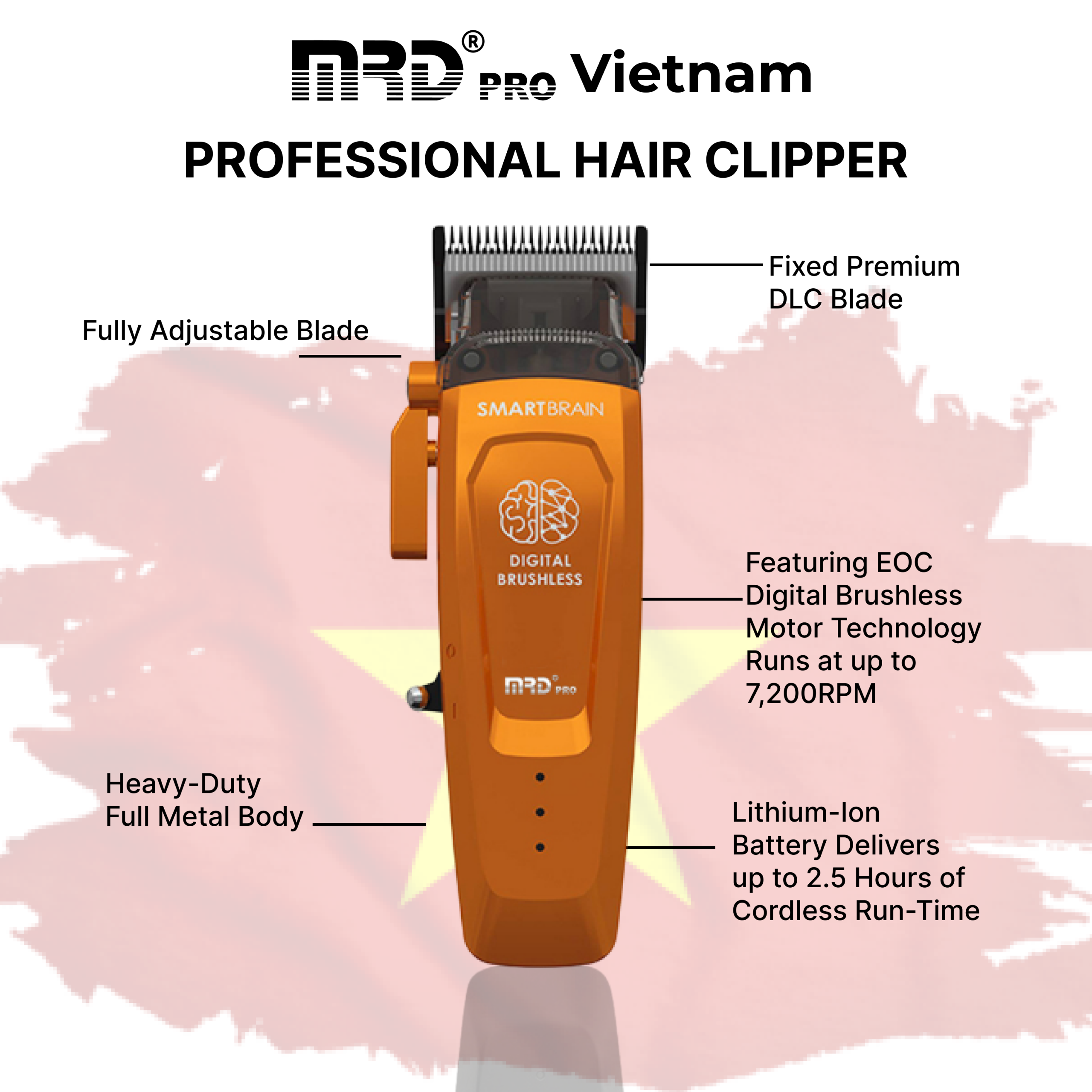 MRDPRO SMART BRAIN HC 90-4-ORANGE-Hair Clipper – Intelligent Technology
