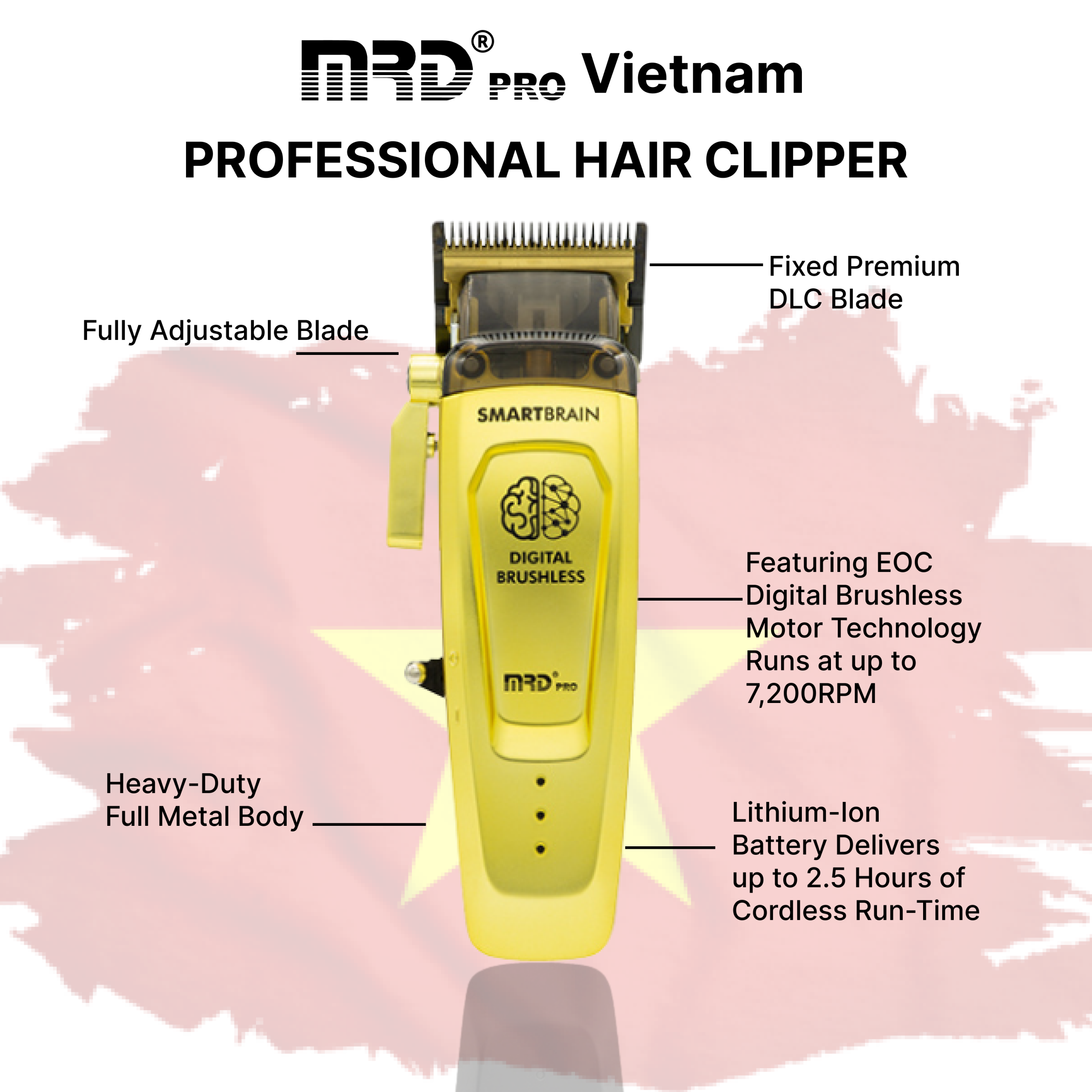 MRDPRO SMART BRAIN HC 90-4-GOLD-Hair Clipper – Intelligent Technology