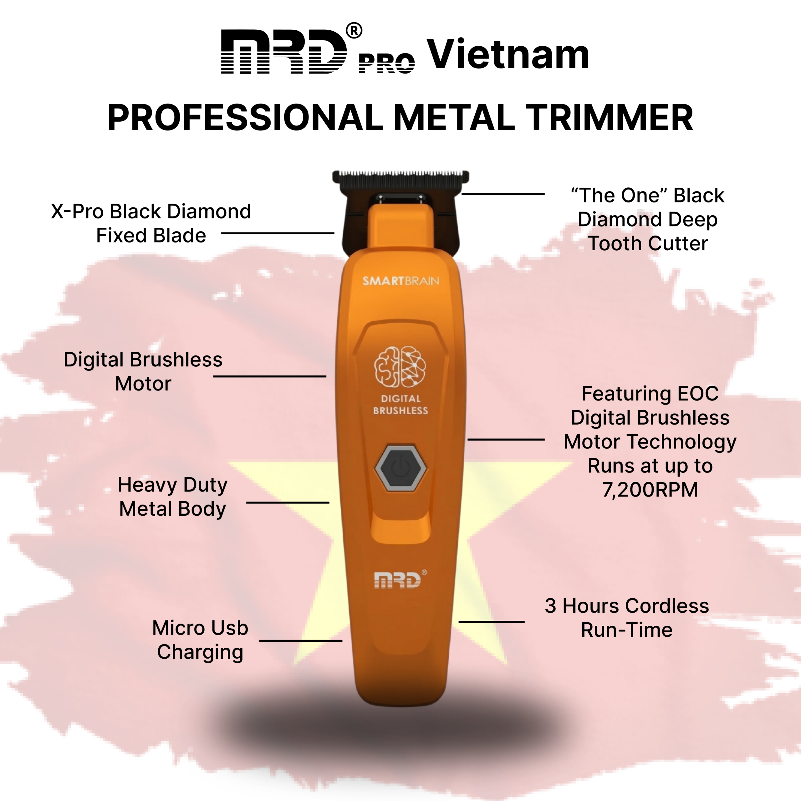 MRDPRO GMT 90-4 Trimmer-ORANGE-Sharp Lines, Compact Design, Professional Performance