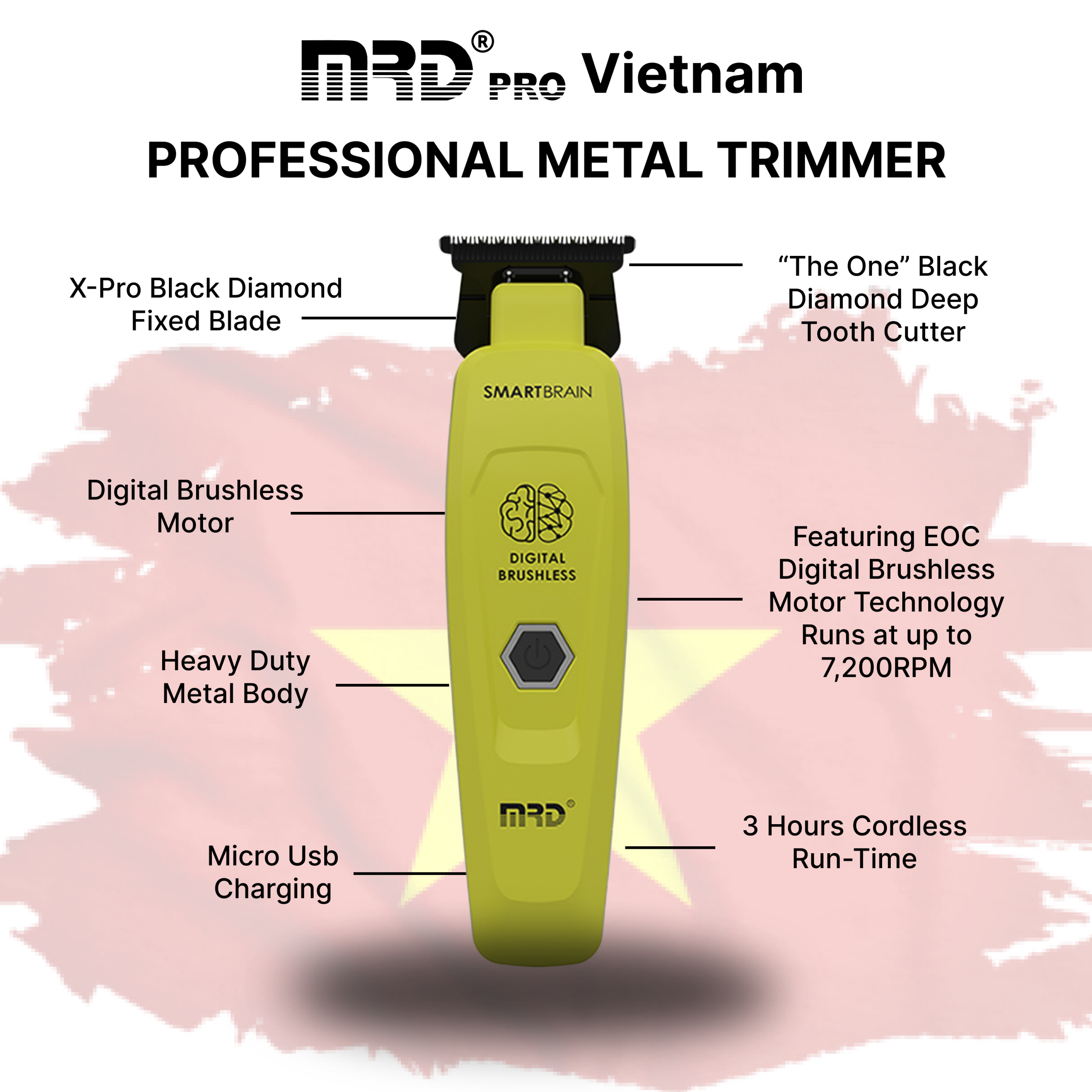 MRDPRO GMT 90-4 Trimmer-GREEN-Sharp Lines, Compact Design, Professional Performance