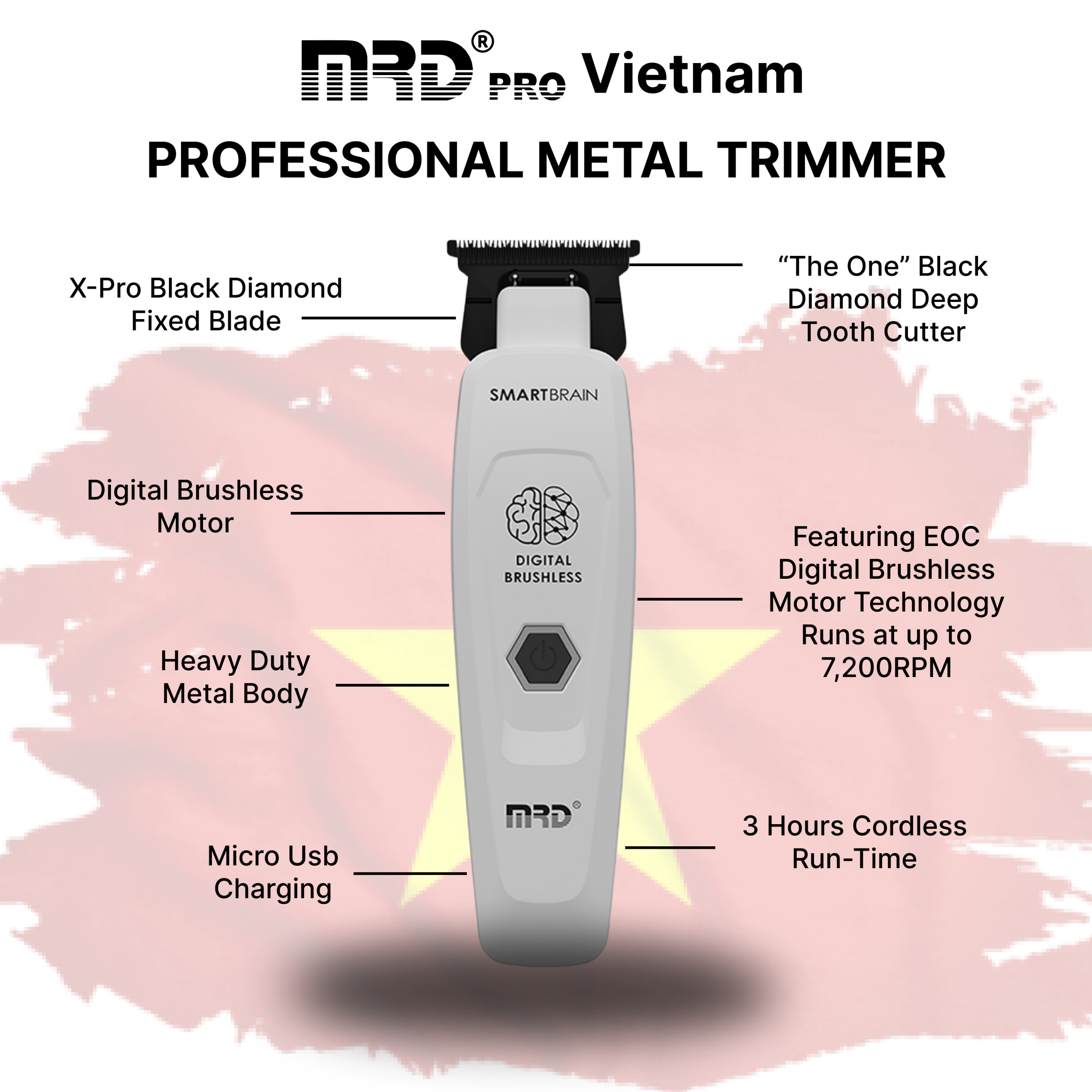 MRDPRO GMT 90-4 Trimmer-WHITE-Sharp Lines, Compact Design, Professional Performance