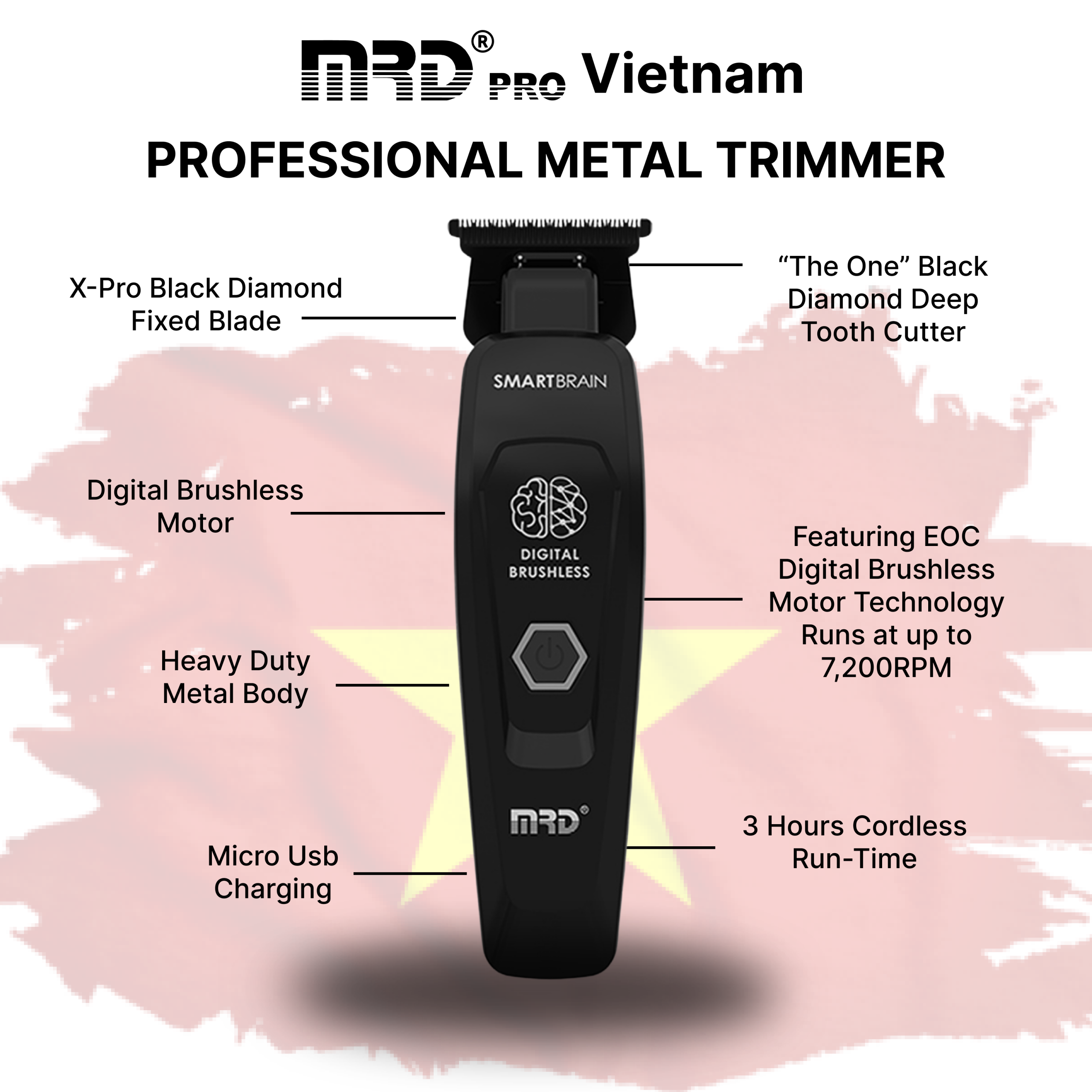 MRDPRO GMT 90-4 Trimmer-BLACK-Sharp Lines, Compact Design, Professional Performance