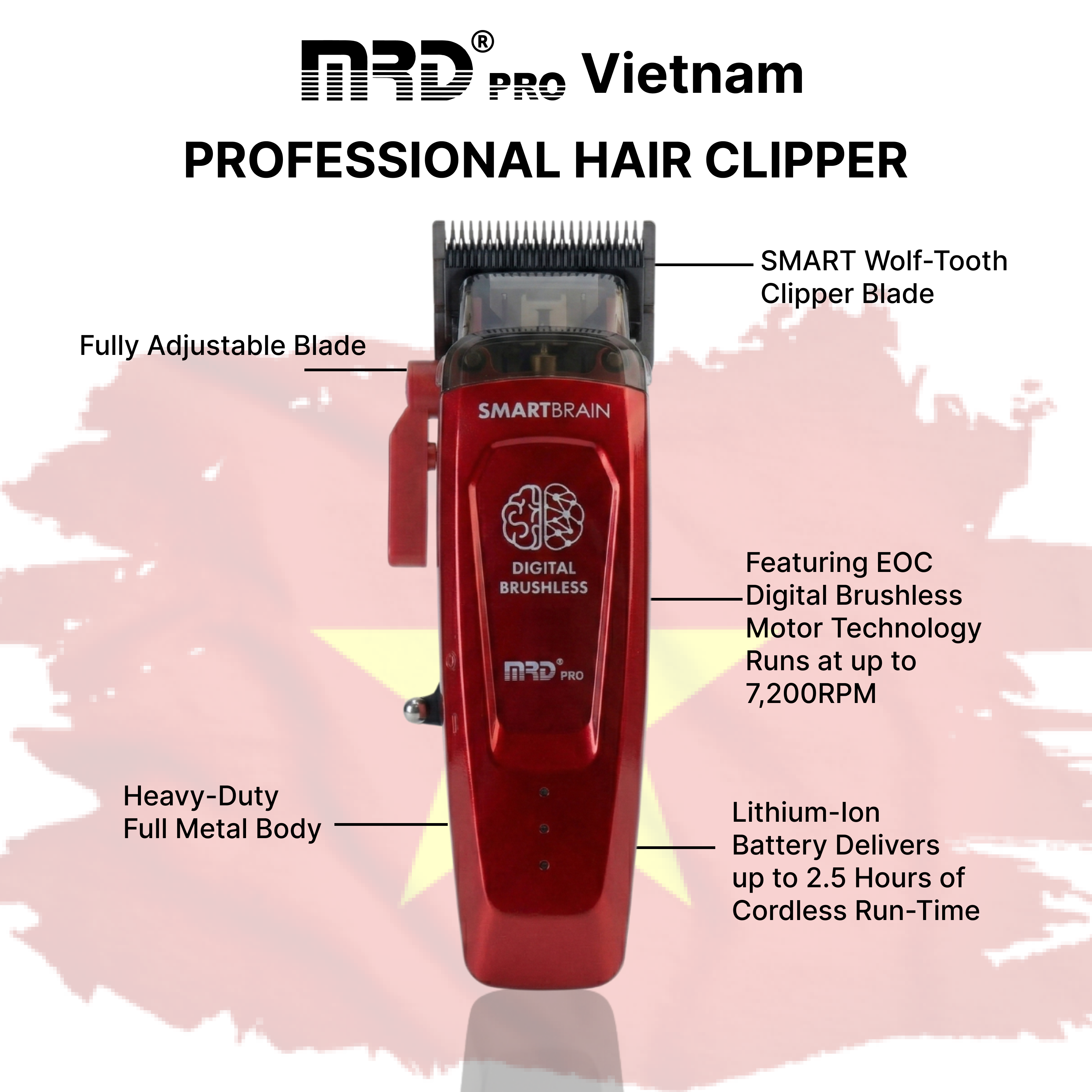 MRDPRO SMART BRAIN HC 90-4-BURGUNDY-Hair Clipper – Intelligent Technology