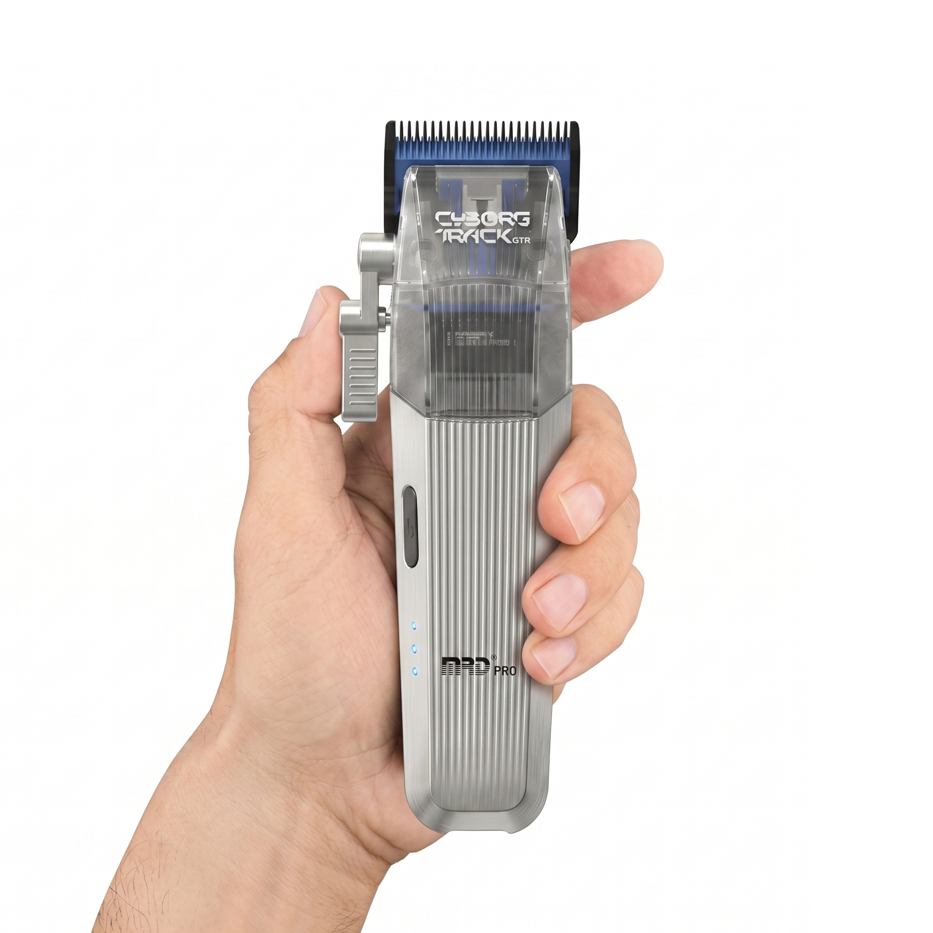 MRDpro CYBORG PRO 2026-SILVER-Professional Cordless Hair Clipper - Full Metal, 3300mAh, BLPU Motor for Barbers