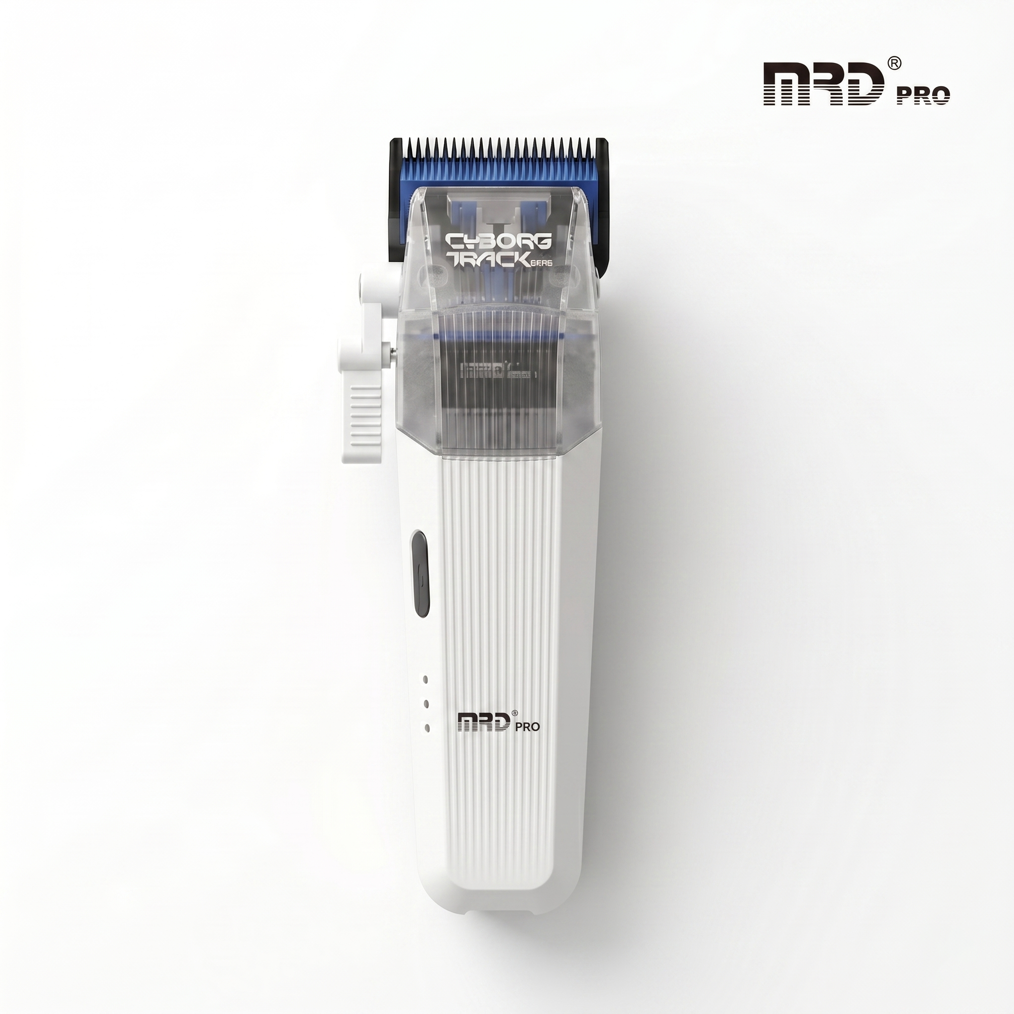 MRDpro CYBORG PRO HC-666-WHITE-Professional Cordless Hair Clipper - Full Metal, 3300mAh, BLPU Motor for Barbers