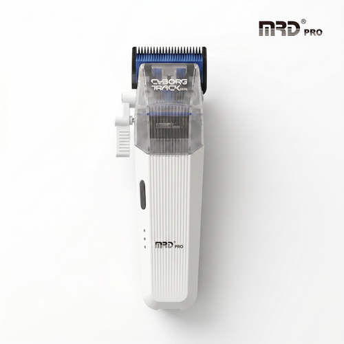MRDpro CYBORG PRO HC-666-WHITE-Professional Cordless Hair Clipper - Full Metal, 3300mAh, BLPU Motor for Barbers