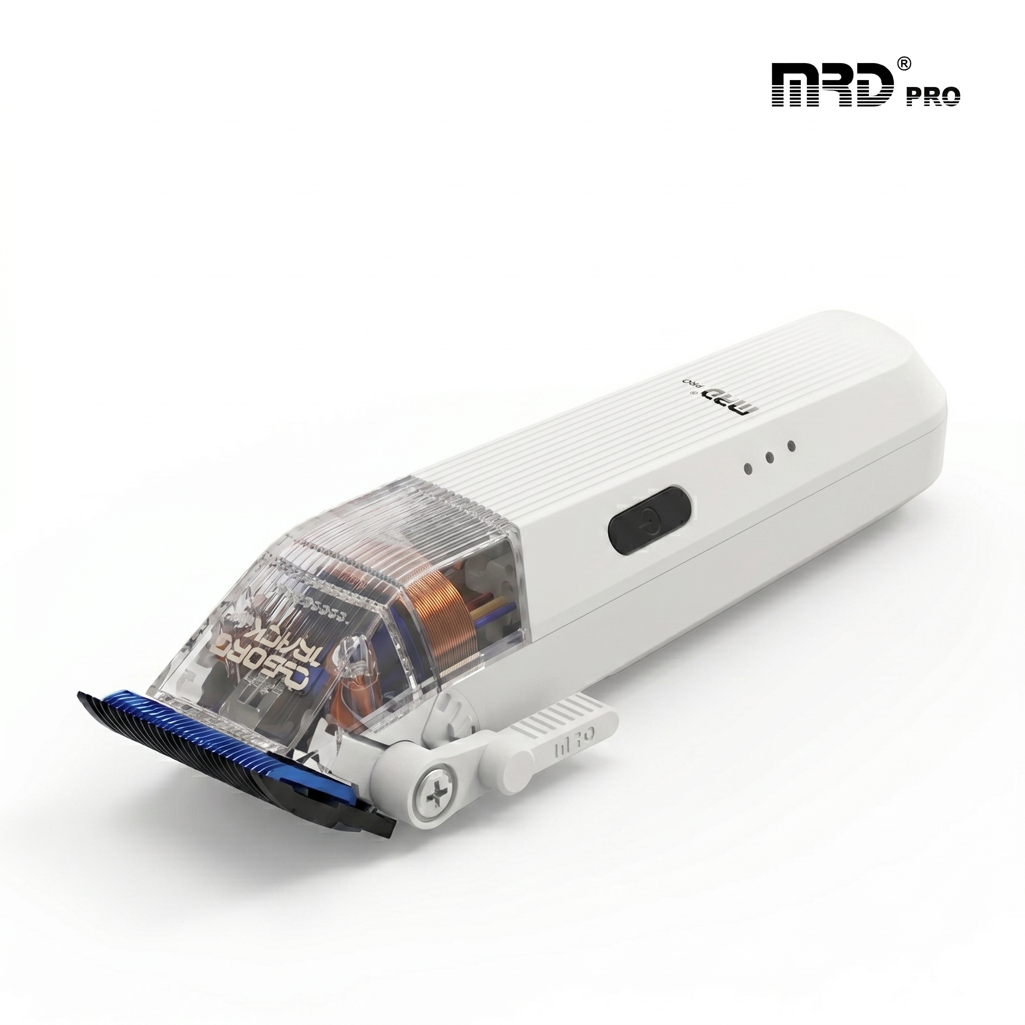 MRDpro CYBORG PRO HC-666-WHITE-Professional Cordless Hair Clipper - Full Metal, 3300mAh, BLPU Motor for Barbers