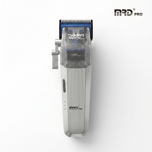 MRDpro CYBORG PRO 2026-SILVER-Professional Cordless Hair Clipper - Full Metal, 3300mAh, BLPU Motor for Barbers