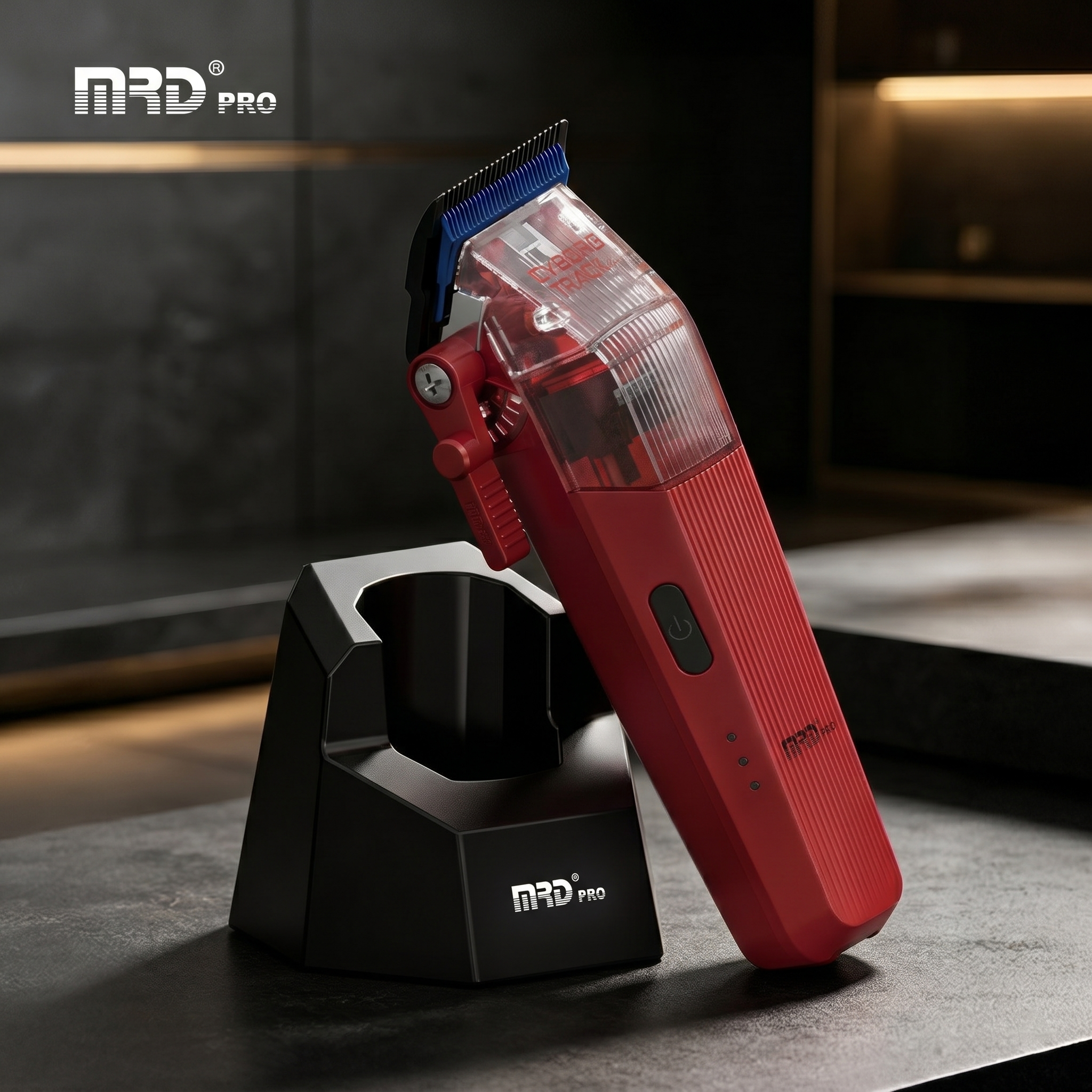 MRDpro CYBORG PRO 2026-RED-Professional Cordless Hair Clipper - Full Metal, 3300mAh, BLPU Motor for Barbers