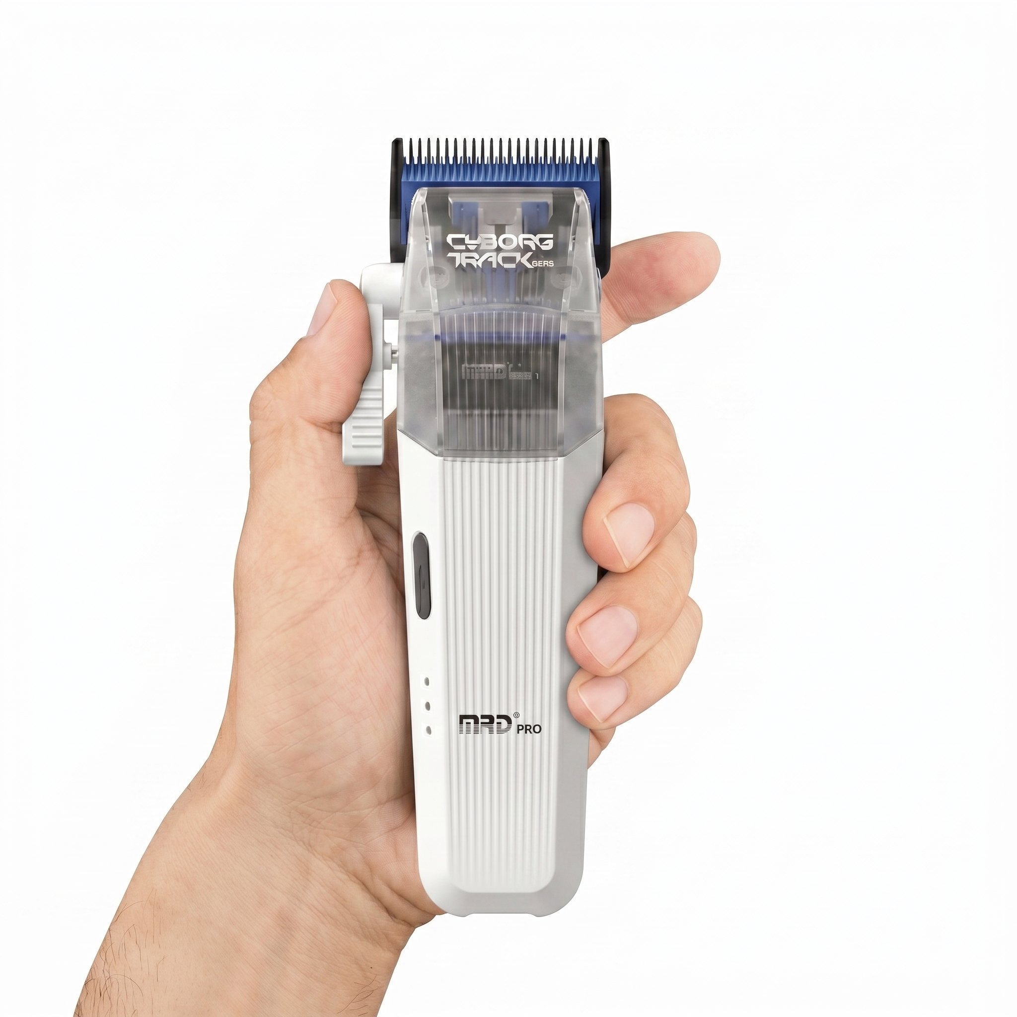 MRDpro CYBORG PRO HC-666-WHITE-Professional Cordless Hair Clipper - Full Metal, 3300mAh, BLPU Motor for Barbers