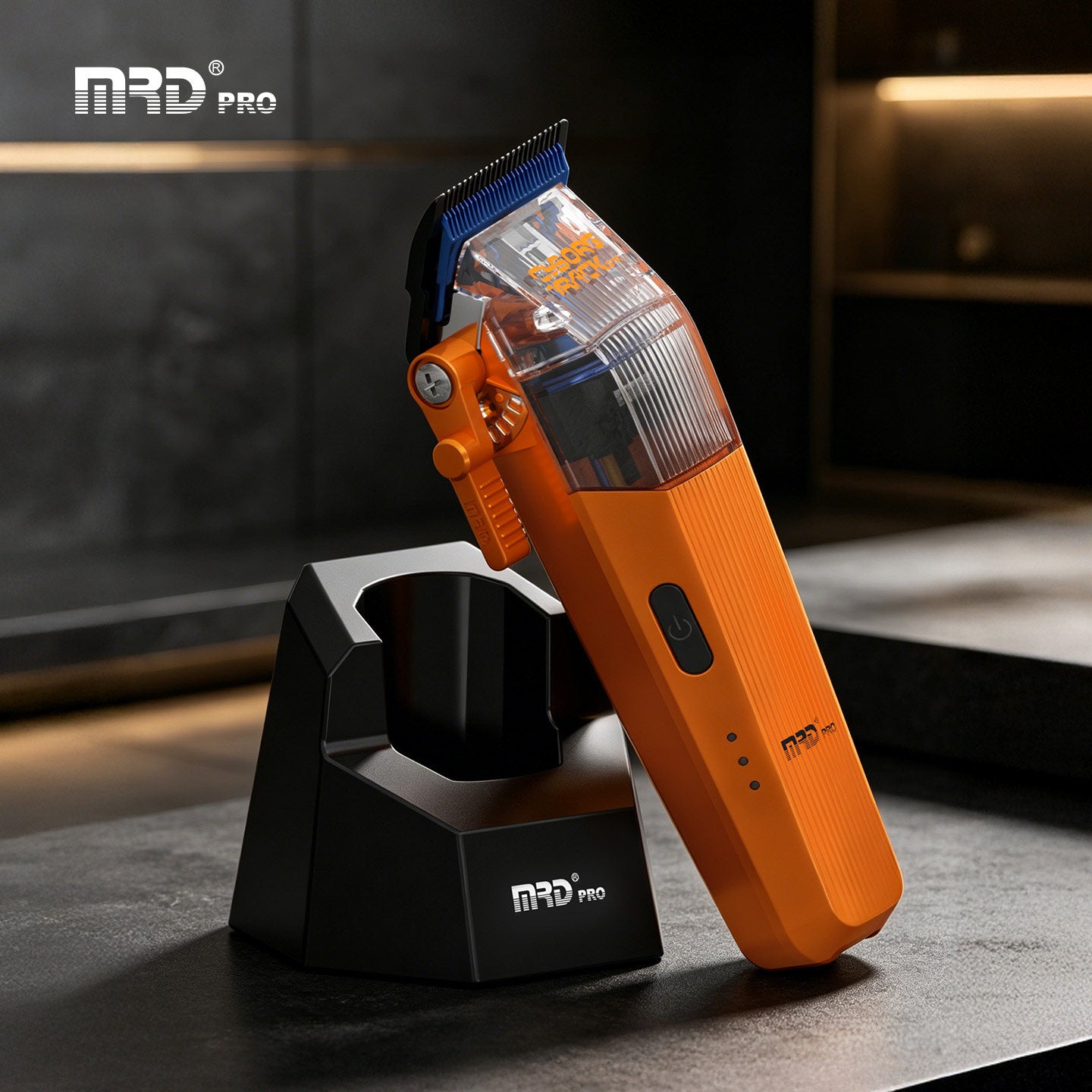 MRDpro CYBORG PRO 2026-ORANGE-Professional Cordless Hair Clipper - Full Metal, 3300mAh, BLPU Motor for Barbers