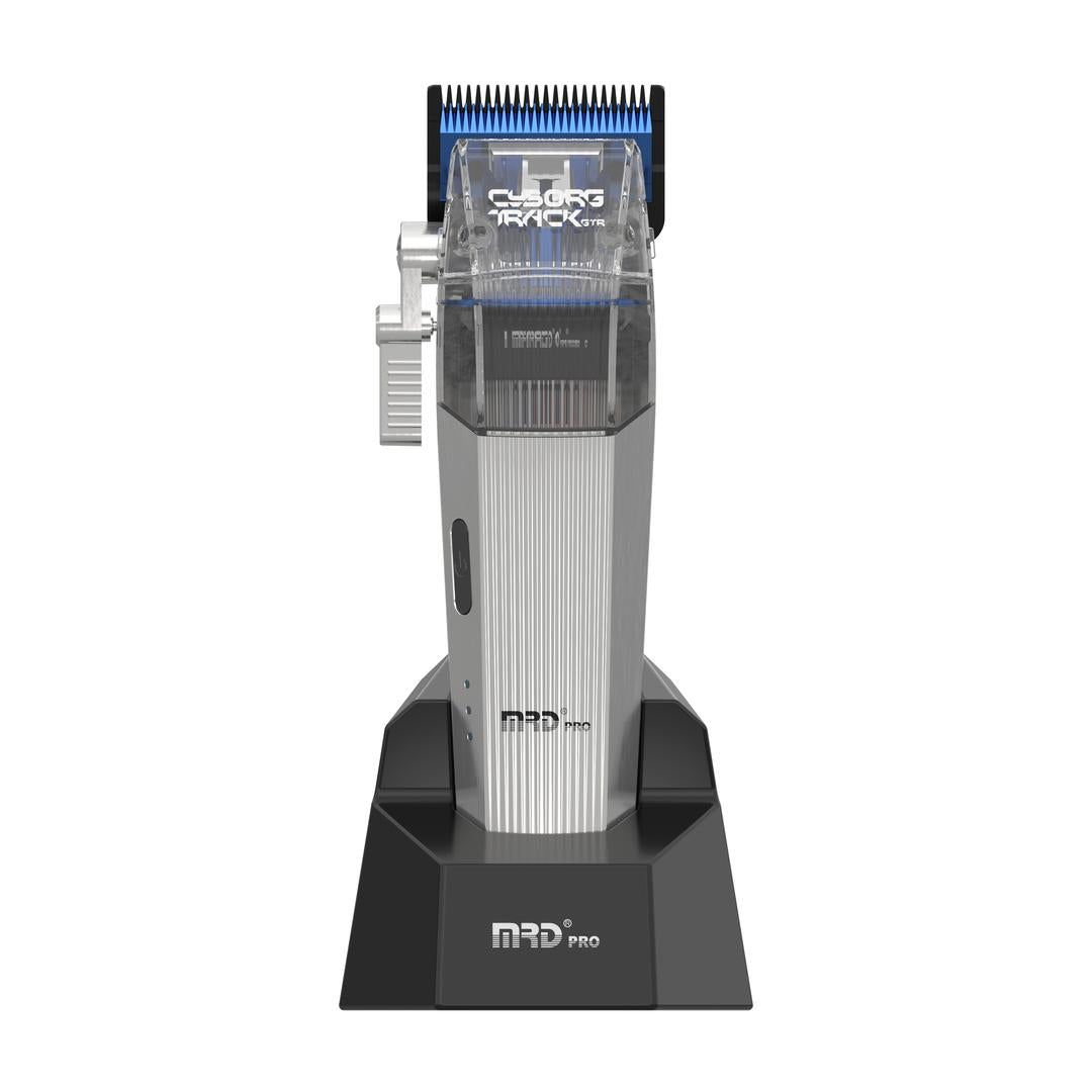 MRDpro CYBORG PRO 2026-SILVER-Professional Cordless Hair Clipper - Full Metal, 3300mAh, BLPU Motor for Barbers